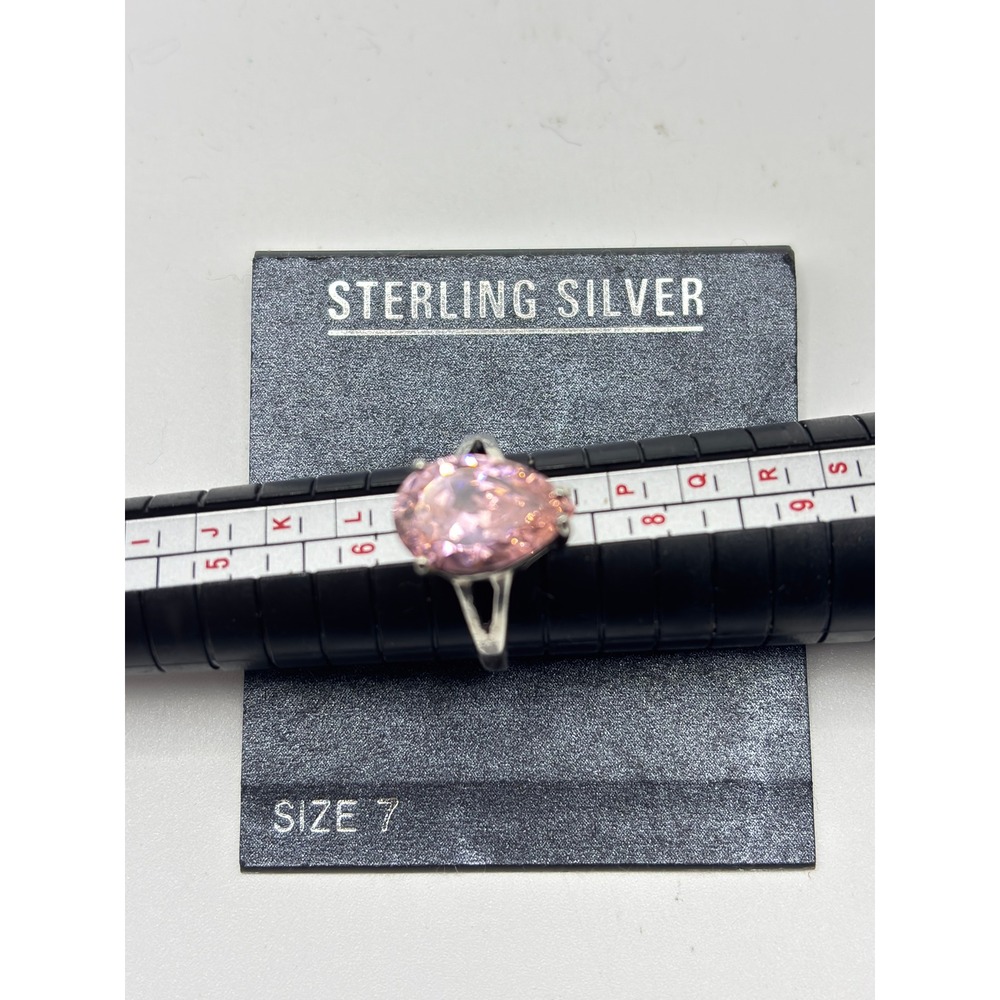 Unbranded Ring Womens Size 7 Pink Sterling Silver Pear Cut Cubic Zirconia 925